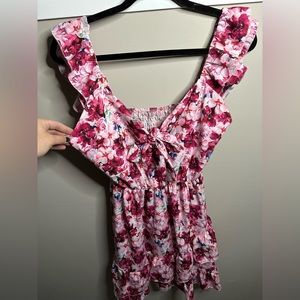 Floral tie in front dress